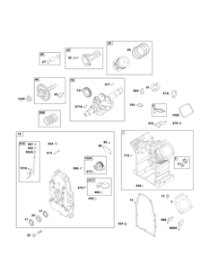 Short Block Diagram and Parts List for 494054  Briggs and Stratton Engine